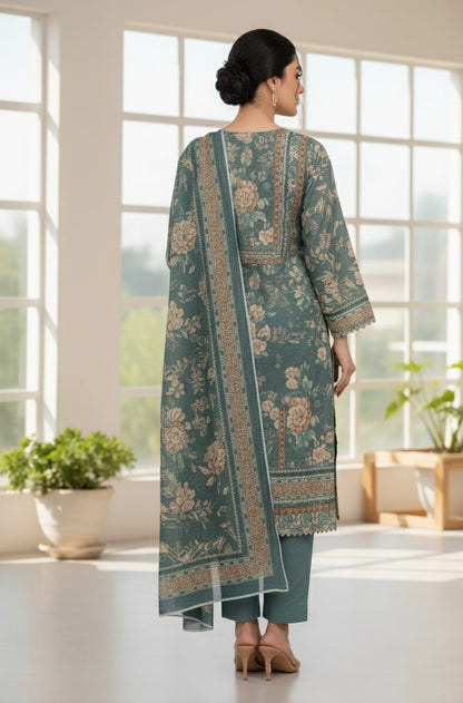 Unstiched Bin Saeed Printed Khaddar 3pc