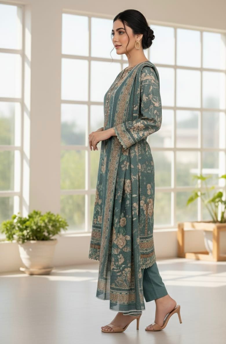 Unstiched Bin Saeed Printed Khaddar 3pc
