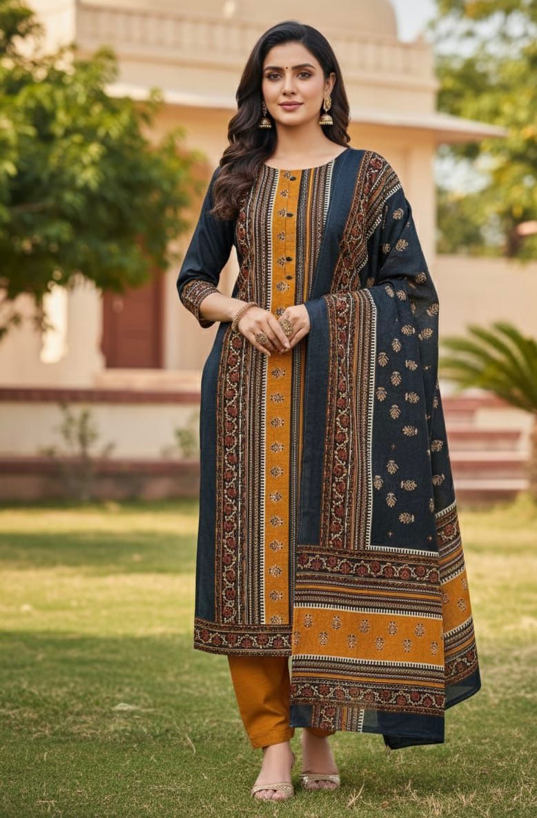 Unstiched Bin Saeed Printed Khaddar 3pc