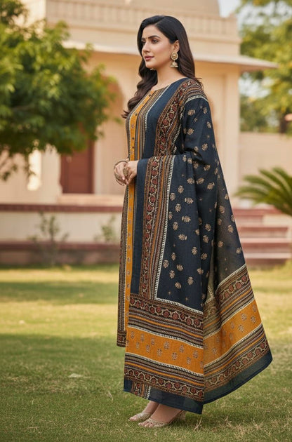 Unstiched Bin Saeed Printed Khaddar 3pc