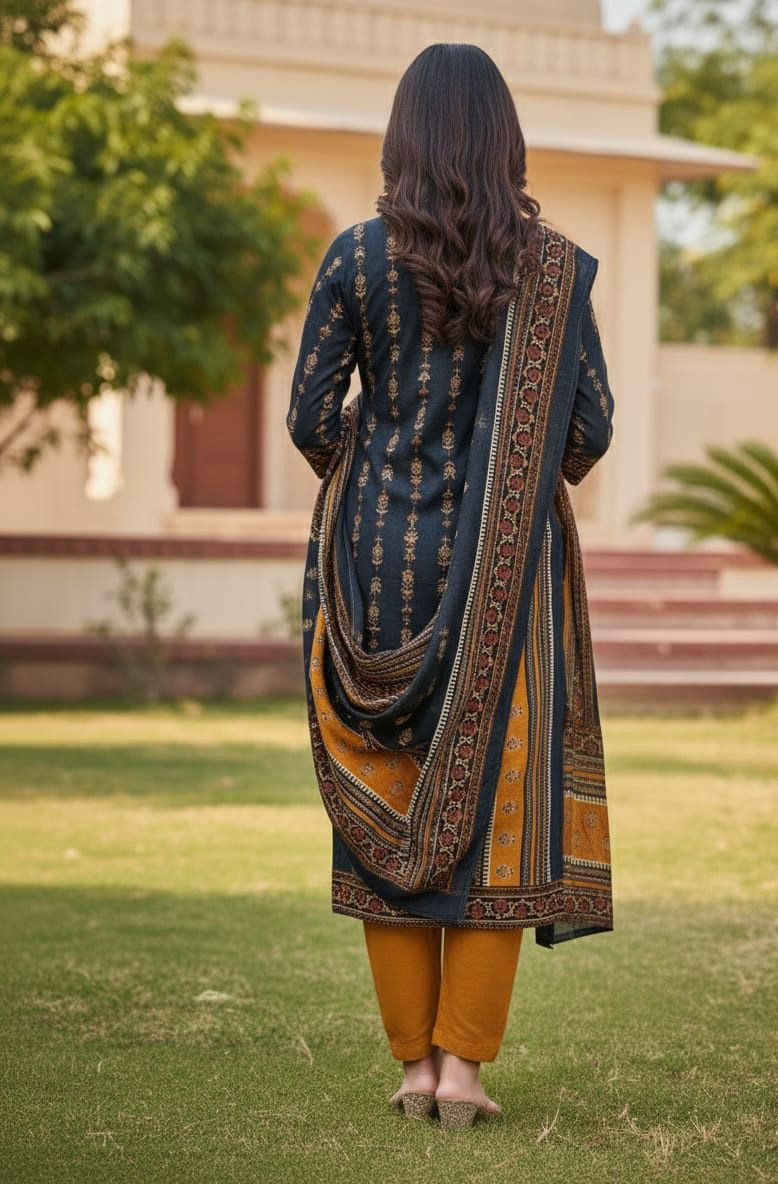Unstiched Bin Saeed Printed Khaddar 3pc